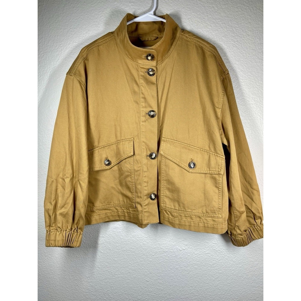 Madewell Military Medium Utility Jacket Women Pockets Button Down Yellow Casual